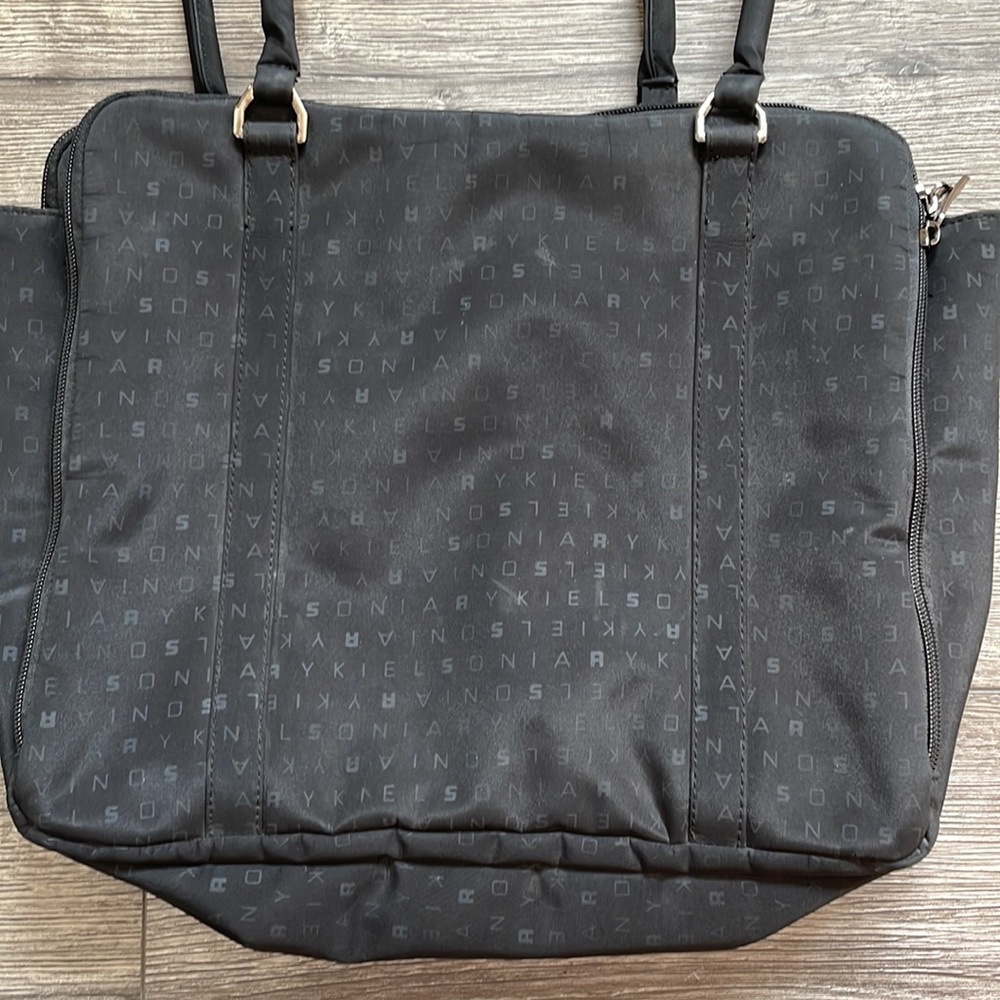 Sonia Rykiel | Monogram Spellout 3 Pocket Computer Tablet Top Handle Nylon Bag - Picture 8 of 12